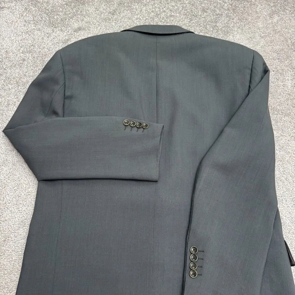 Vintage Hugo Boss Two Button Suit Jacket Men 38R Green 100% Wool USA Made Blazer